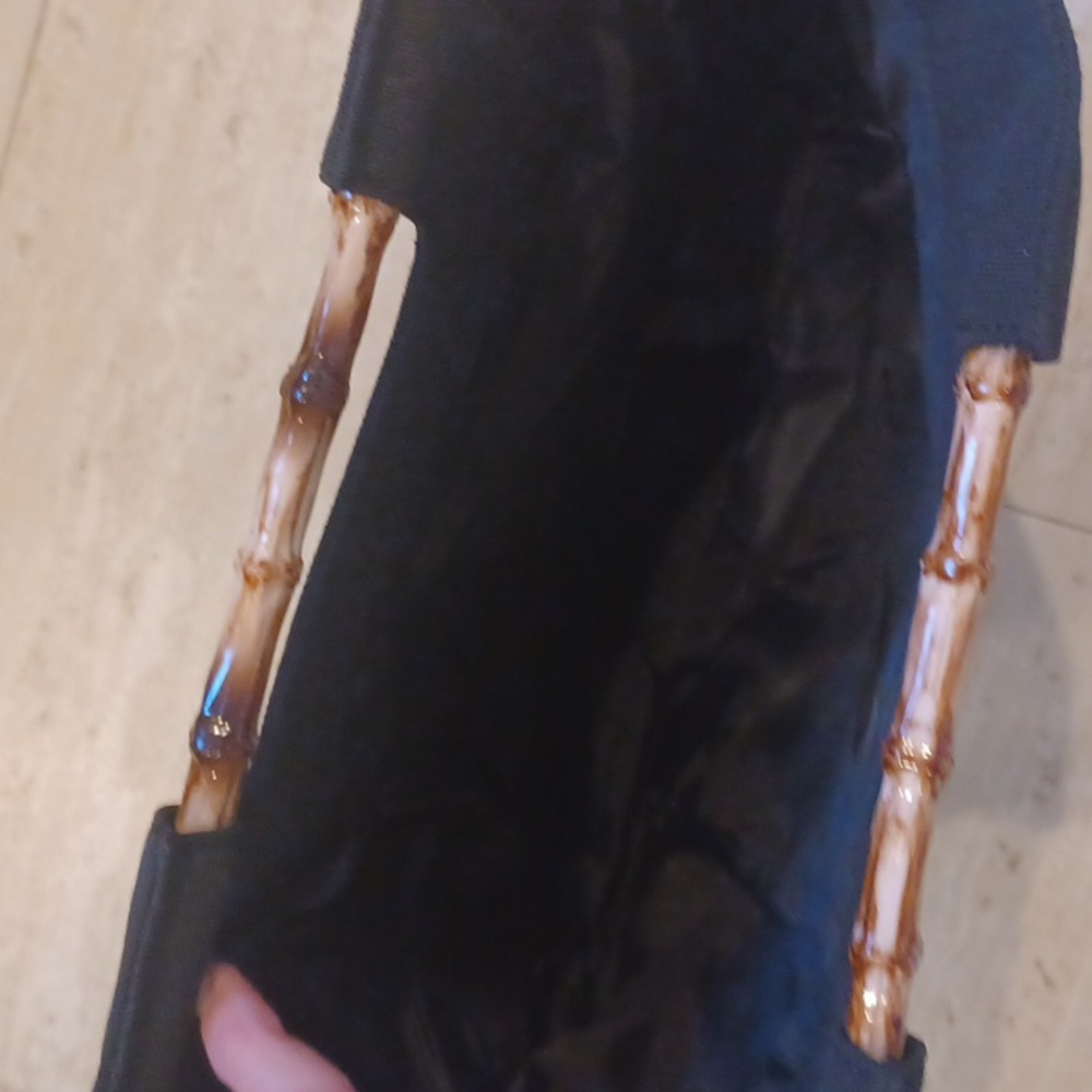 NWOT Donna Karan Cashmere Mist Straw Bamboo Handles Handbag - Picture 5 of 5